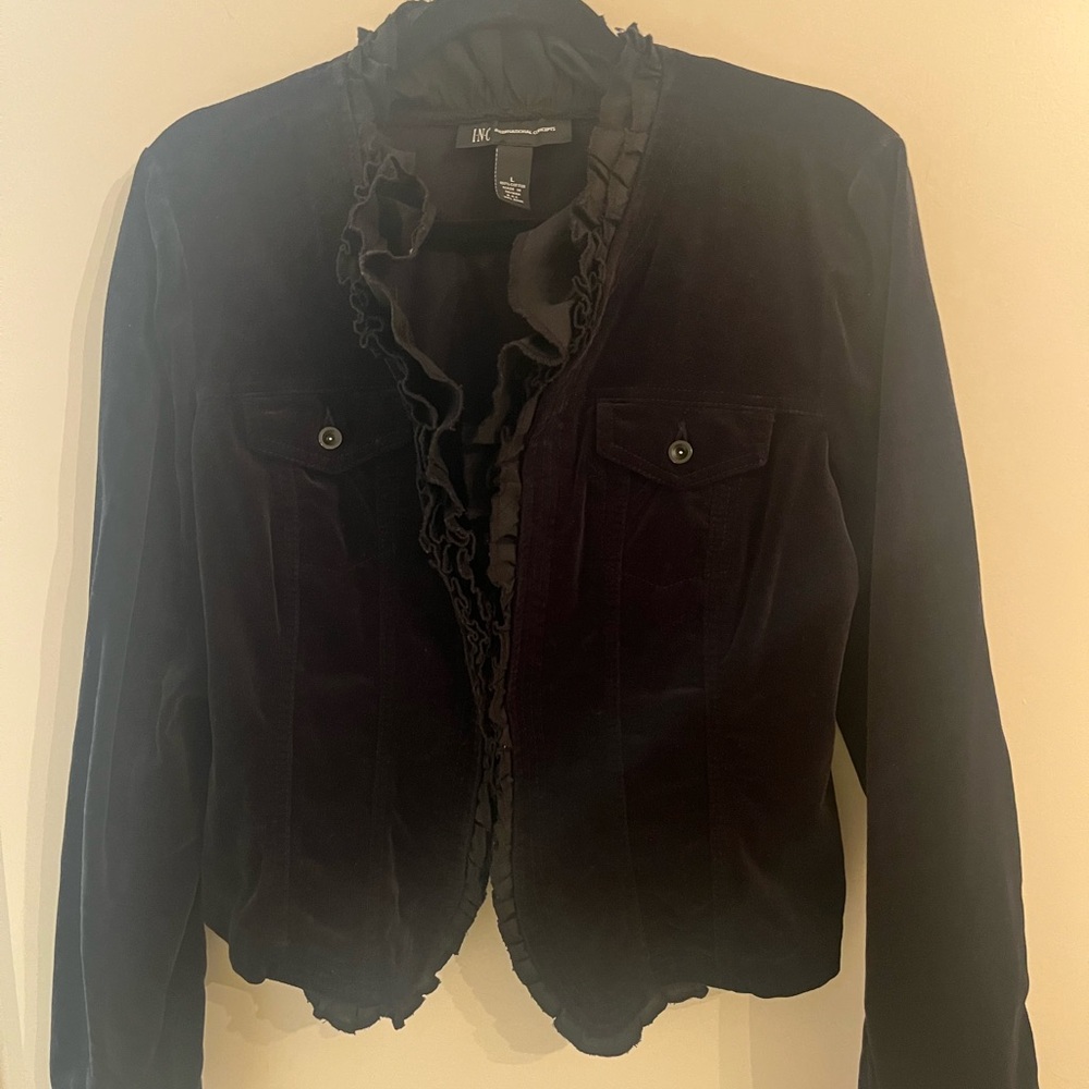 INC International Concepts Black Velvet Blazer